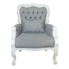 Poltrona Imperador Capitonê Madeira Maciça Branco E Linho Cin