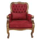 Poltrona Imperador Clássica Entalhada Madeira Maciça Suede Ve