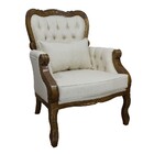 Poltrona Imperador Verniz Mel Envelhecido E Linho Rústico Beg