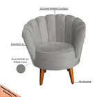 Poltrona Infantil Decorativa Sala De Estar Pétala Veludo Cinz