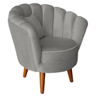 Poltrona Infantil Decorativa Sala De Estar Pétala Veludo Cinz