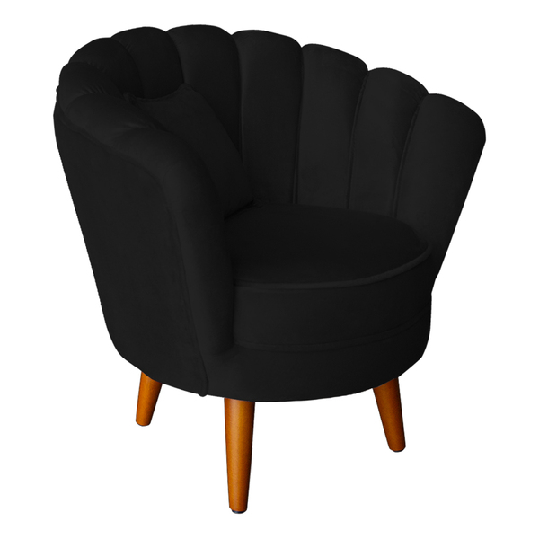 Poltrona Infantil Decorativa Sala De Estar Pétala Veludo Pret