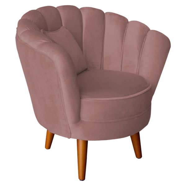 Poltrona Infantil Decorativa Sala De Estar Pétala Veludo Rosê