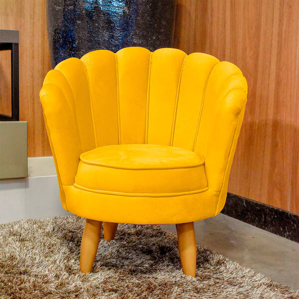 Poltrona Infantil Pétala Para Sala E Quarto Palito Mel Veludo