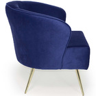 Poltrona Iris Pés Palito Gold Suede Azul Marinho