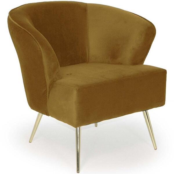 Poltrona Iris Pés Palito Gold Veludo Amarelo