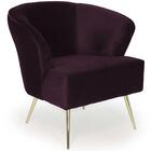 Poltrona Iris Pés Palito Gold Veludo Roxo