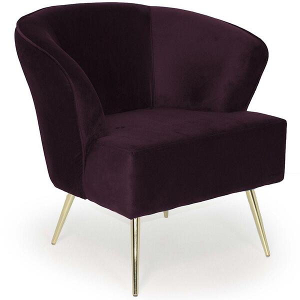 Poltrona Iris Pés Palito Gold Veludo Roxo