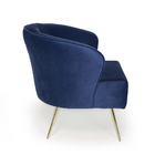 Poltrona Íris Veludo Azul B-170 Pés Palito Metálico Dourado -