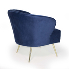 Poltrona Íris Veludo Azul B-170 Pés Palito Metálico Dourado -