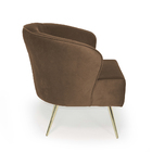 Poltrona Íris Veludo Marrom B-276 Pés Palito Metálico Dourado