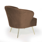 Poltrona Íris Veludo Marrom B-276 Pés Palito Metálico Dourado