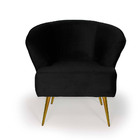 Poltrona Íris Veludo Preto D-99 Pés Palito Metálico Dourado -