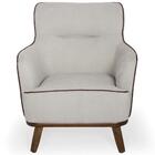 Poltrona Isabella Base Madeira Suede Cimento