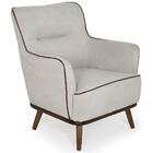 Poltrona Isabella Base Madeira Suede Cimento