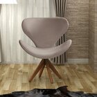 Poltrona Isis Cadeira Giratória Pé De Madeira Decoração, Sala