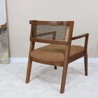 Poltrona Izza Estofada Em Madeira Com Tela Sextavada Pinhão