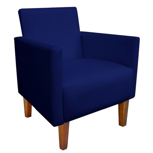 Poltrona Jade Corino Azul Marinho Pés Castanho D'rossi
