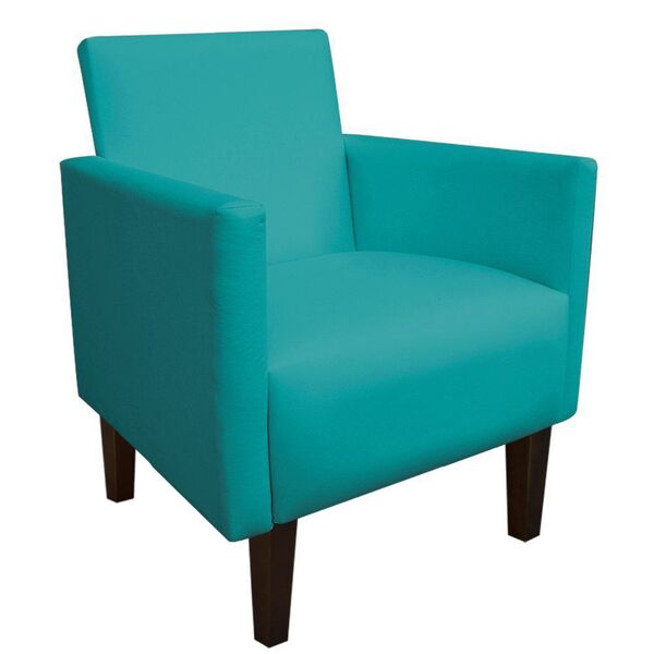 Poltrona Jade Corino Azul Turquesa Pés Chanfrado Tabaco D'ros