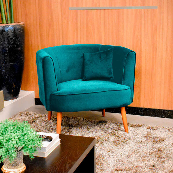 Poltrona Jade Decorativa Para Sala E Quarto Pés Palito Veludo