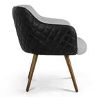 Poltrona Jade Pé Palito Madeira Corano/linho Cinza Clarodomi