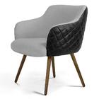 Poltrona Jade Pé Palito Madeira Corano/linho Cinza Clarodomi