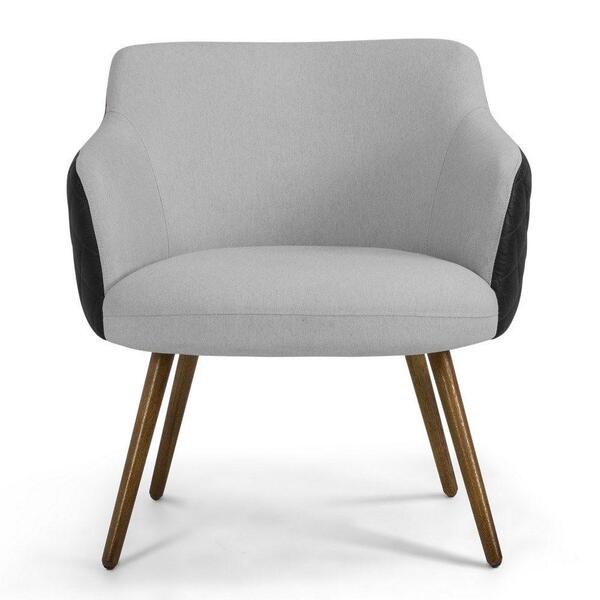 Poltrona Jade Pé Palito Madeira Corano/linho Cinza Clarodomi