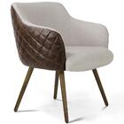 Poltrona Jade Pés Palito Corano Rústico Marrom Linho Cru