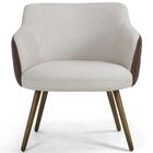 Poltrona Jade Pés Palito Corano Rústico Marrom Linho Cru