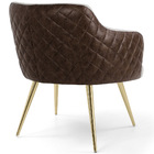 Poltrona Jade Pés Palito Corano Rústico Marrom Linho Cru