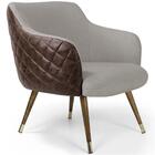 Poltrona Jade Pés Palito Duo Corano Rústico Marrom Linho Cru