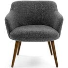 Poltrona Jade Pés Palito Linho Mesclado Branco E Cinza