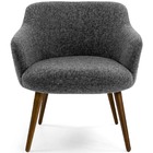 Poltrona Jade Pés Palito Linho Mesclado Branco E Cinza