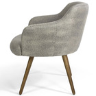 Poltrona Jade Pés Palito Linho Mesclado Cinza E Bege