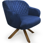 Poltrona Jade Tressê Giratória Giromad Veludo Azul - Nexta Ca