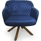 Poltrona Jade Tressê Giratória Giromad Veludo Azul - Nexta Ca