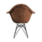 Poltrona Jantar Estofada Caramelo Base Ferro Preto Amarelo