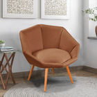 Poltrona Jaspe Linho Terracota Pés Palito Castanho - D'rossi