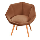 Poltrona Jaspe Linho Terracota Pés Palito Castanho - D'rossi