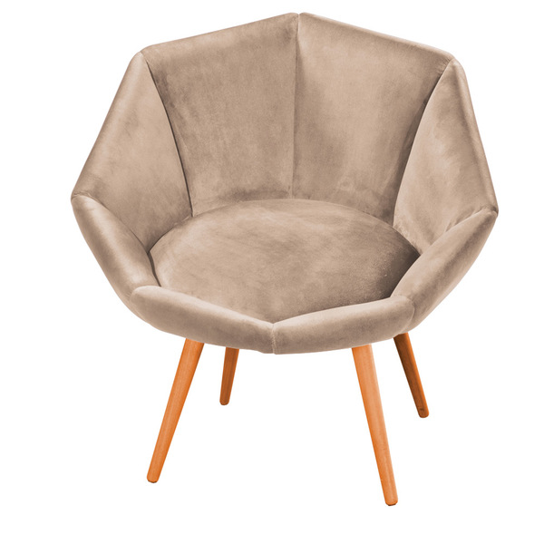 Poltrona Jaspe Veludo Kaki Pés Palito Castanho - D'rossi