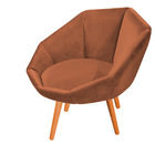 Poltrona Jaspe Veludo Pés Palito Castanho - D'rossi - Ferrugem