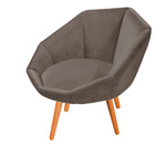 Poltrona Jaspe Veludo Pés Palito Castanho - D'rossi - Grafite