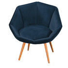 Poltrona Jaspe Veludo Pés Palito Castanho - D'rossi - Marinho