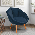 Poltrona Jaspe Veludo Pés Palito Castanho - D'rossi - Marinho