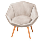 Poltrona Jaspe Veludo Pés Palito Castanho - D'rossi - Prata