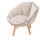 Poltrona Jaspe Veludo Pés Palito Castanho - D'rossi - Prata