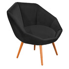 Poltrona Jaspe Veludo Pés Palito Castanho - D'rossi - Preto