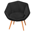 Poltrona Jaspe Veludo Pés Palito Castanho - D'rossi - Preto