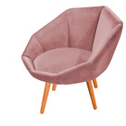 Poltrona Jaspe Veludo Rosa Pés Palito Castanho - D'rossi