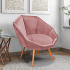 Poltrona Jaspe Veludo Rosa Pés Palito Castanho - D'rossi